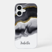 金ゴールドフェイクグリッターブパーソナライズされたラック iPhone 16ケース (裏面)