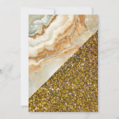 金ゴールドフェイクグリッターブラウンマーブルムスリム結婚ズ 招待状 (裏面)