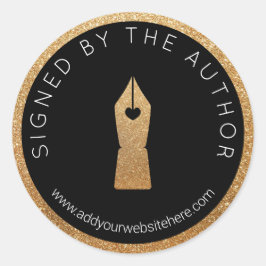 金ゴールドフェイクグリッターブラックが作家によって署名 ラウンドシール