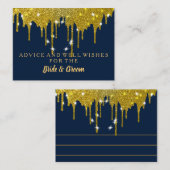 金ゴールドフェイクグリッターホイ結婚ルのアドバイスカード アドバイスカード (正面/裏面)