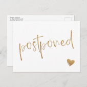 金ゴールドフェイクグリッターミニマル結婚リスト 案内ポストカード (正面/裏面)