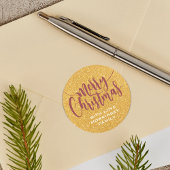 金ゴールドフェイクグリッターメリークリスマスパーソナライズされた ラウンドシール