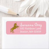 金ゴールドフェイクグリッターユニコーンアドレス ラベル (インサイチュ)