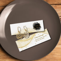 金ゴールドフェイクグリッターロゴイヤリング表示カード