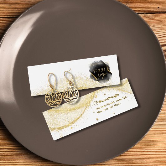 金ゴールドフェイクグリッターロゴイヤリング表示カード