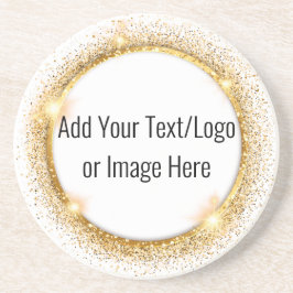 金ゴールドフェイクグリッター円枠砂岩コースター コースター