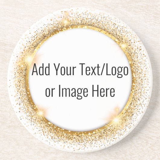 金ゴールドフェイクグリッター円枠砂岩コースター コースター (正面)