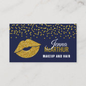 金ゴールドフェイクグリッター唇と紙吹雪メイクアップアーティスト 名刺 (正面)