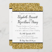 金ゴールドフェイクグリッター夕べ招待状 招待状 (正面/裏面)