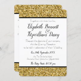 金ゴールドフェイクグリッター夕べ招待状 招待状