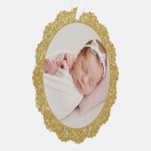 金ゴールドフェイクグリッター家族の写真クリスマス オーナメントカード (右)