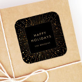 金ゴールドフェイクグリッター日が差すことハッピーホリデイズスクエア スクエアシール