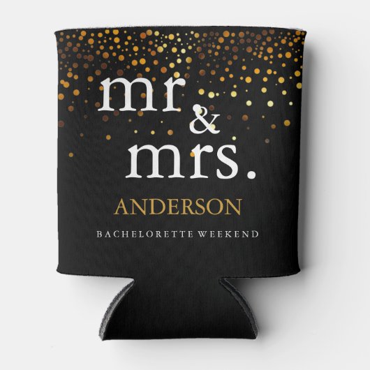 金ゴールドフェイクグリッター箔Mr.そしてミセス 缶クーラー (正面)