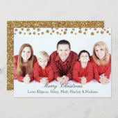 金ゴールドフェイクグリッター紙吹雪パーソナライズされたクリスマス シーズンカード (正面/裏面)