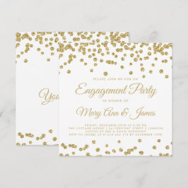 金ゴールドフェイクグリッター紙吹雪婚約パーティ白 招待状