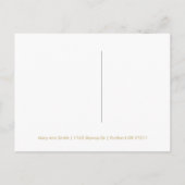 金ゴールドフェイクグリッター紙吹雪白保存日付 案内ポストカード (裏面)