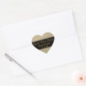 金ゴールドフェイクグリッター結婚式の日付の保存 ハートシール (封筒)