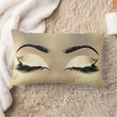 金ゴールドフェイクグリッター結晶ガラスのメイクアップまばたき ランバークッション (ブランケット)