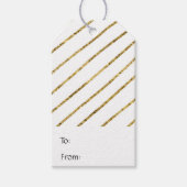金ゴールドフェイクグリッター薄い対角線の休日 ギフトタグ (正面)