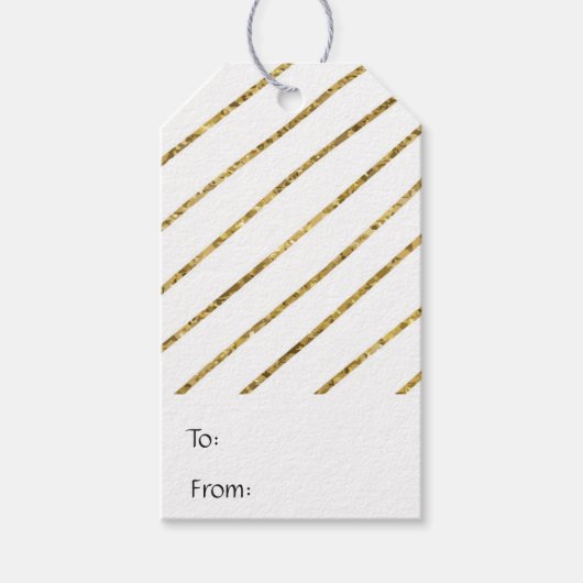 金ゴールドフェイクグリッター薄い対角線の休日 ギフトタグ (正面)