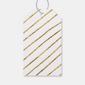 金ゴールドフェイクグリッター薄い対角線の休日 ギフトタグ (裏面)