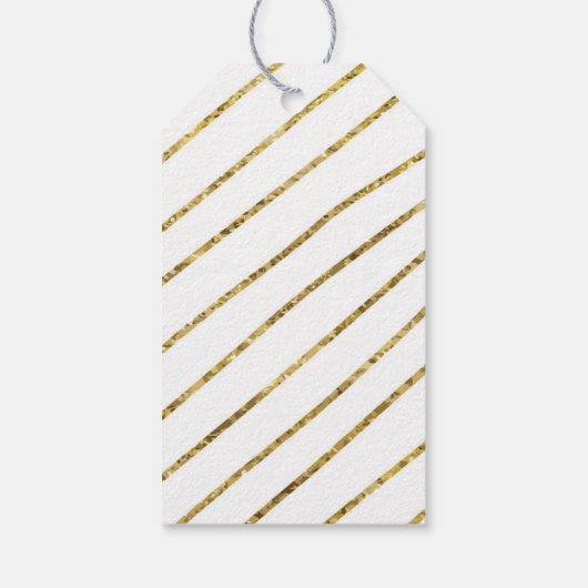 金ゴールドフェイクグリッター薄い対角線の休日 ギフトタグ (裏面)
