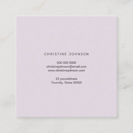 金ゴールドフェイクグリッター蝶オンラベンダー スクエア名刺 (裏面)