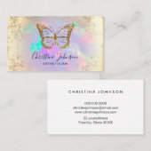 金ゴールドフェイクグリッター蝶オンopal宝石 名刺 (正面/裏面)