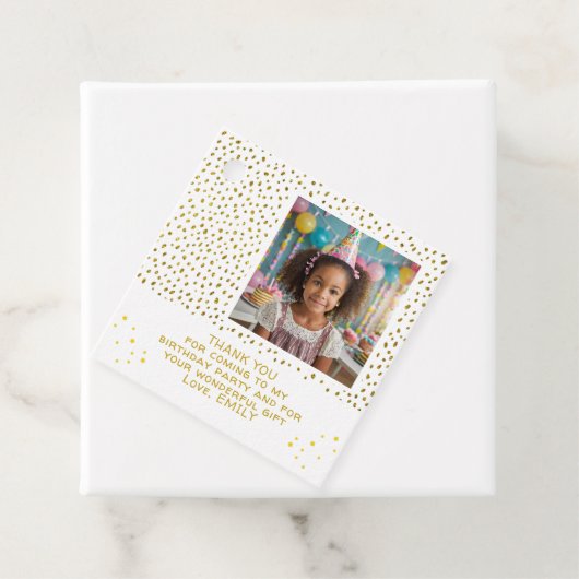 金ゴールドフェイクグリッター誕生日ガール写真ありがとう フェイバータグ (インサイチュ)