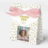 金ゴールドフェイクグリッター誕生日ガール写真ありがとう フェイバーボックス (正面サイド)