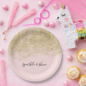 金ゴールドフェイクグリッター赤面ピンクスパークル ペーパープレート (パーティー)