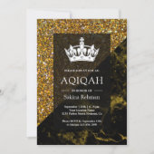 金ゴールドフェイクグリッター金ゴールドマーブルアクエカ | Aqiqah 招待状 (正面)