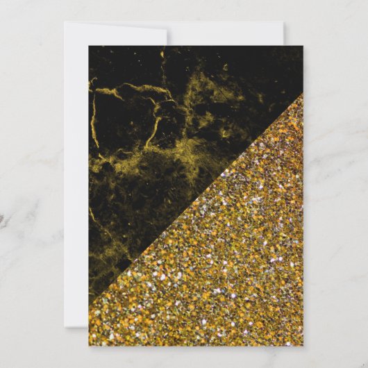 金ゴールドフェイクグリッター金ゴールドマーブルアクエカ | Aqiqah 招待状 (裏面)