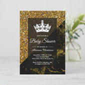 金ゴールドフェイクグリッター金ゴールド大理石ベビーシャワー 招待状 (スタンド正面)