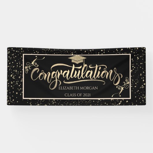 金ゴールドフェイクグリッター院長紙吹雪 横断幕 (横)