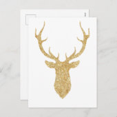 金ゴールドフェイクグリッター鹿 シーズンポストカード (正面/裏面)