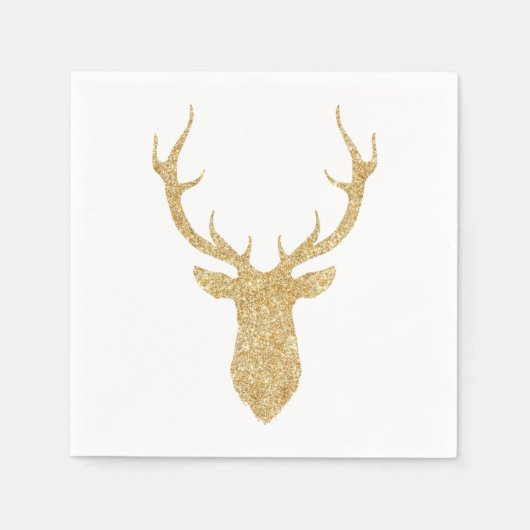 金ゴールドフェイクグリッター鹿 スタンダードカクテルナプキン (正面)