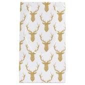金ゴールドフェイクグリッター鹿 スモールペーパーバッグ (正面)