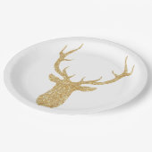 金ゴールドフェイクグリッター鹿 ペーパープレート (アングル)