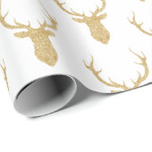 金ゴールドフェイクグリッター鹿 ラッピングペーパー (ロールコーナー)