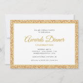 金ゴールドフェイクグリッター |アワードディナーお祝い 招待状 (正面)