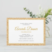 金ゴールドフェイクグリッター |アワードディナーお祝い 招待状 (スタンド正面)