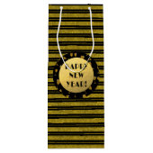 金ゴールドフェイクグリッター、ハッピーニューイヤーワイン、光沢 ワインギフトバッグ (裏面)