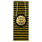 金ゴールドフェイクグリッター、ハッピーニューイヤーワイン、光沢 ワインギフトバッグ (正面)