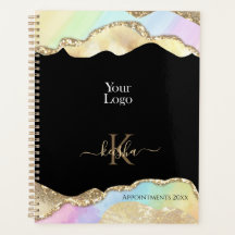 金ゴールドフェイクグリッター&パステルウェーブズアポイントメントブック
