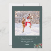 金ゴールドフェイクグリーンメリークリスマスホリデーフォトカード シーズンカード (裏面)