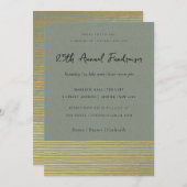 金ゴールドフェイクグレイストライプのスケッチ線企業のイベント 招待状 (正面/裏面)