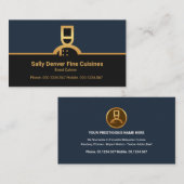 金ゴールドフェイクシェフ縁どコラムレストランケータ 名刺 (正面/裏面)