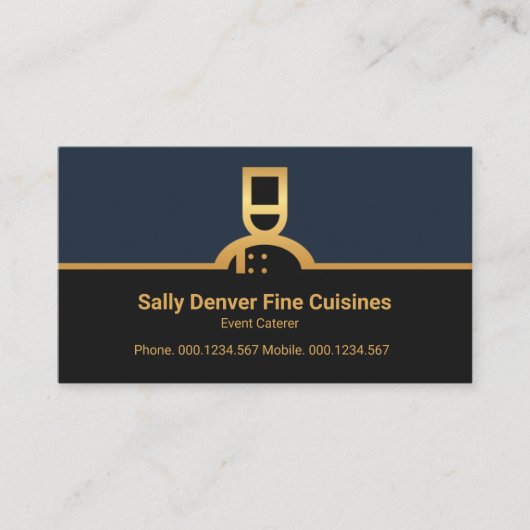 金ゴールドフェイクシェフ縁どコラムレストランケータ 名刺 (正面)