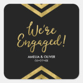 金ゴールドフェイクシェブロン我々は婚約した婚約 スクエアシール (正面)